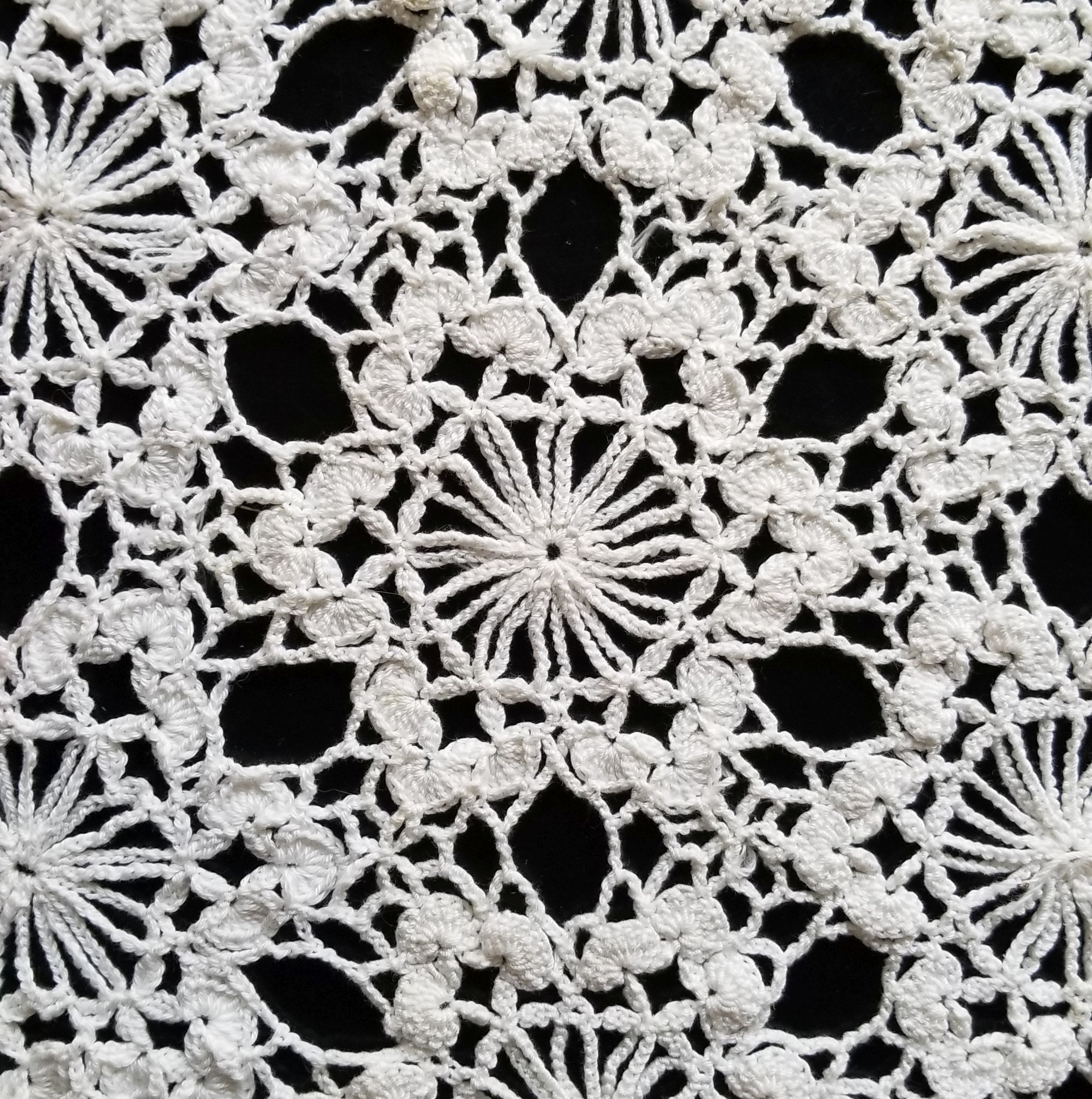 Crocheted tablecloth closeup - Artsy Daisy Crochet